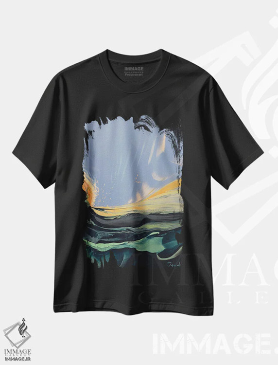 تیشرت مشکی طرح دار درون نور ۷، آبستره اثر جیکوب جوگاشویلی | immage.ir