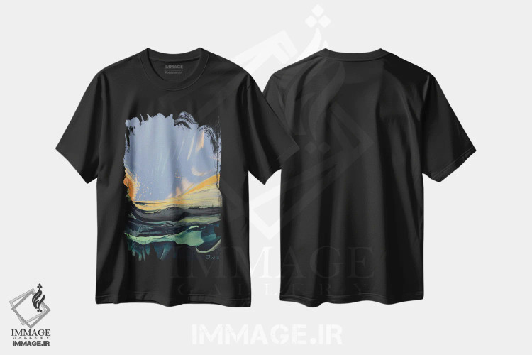 تیشرت مشکی طرح دار درون نور ۷، آبستره اثر جیکوب جوگاشویلی | immage.ir