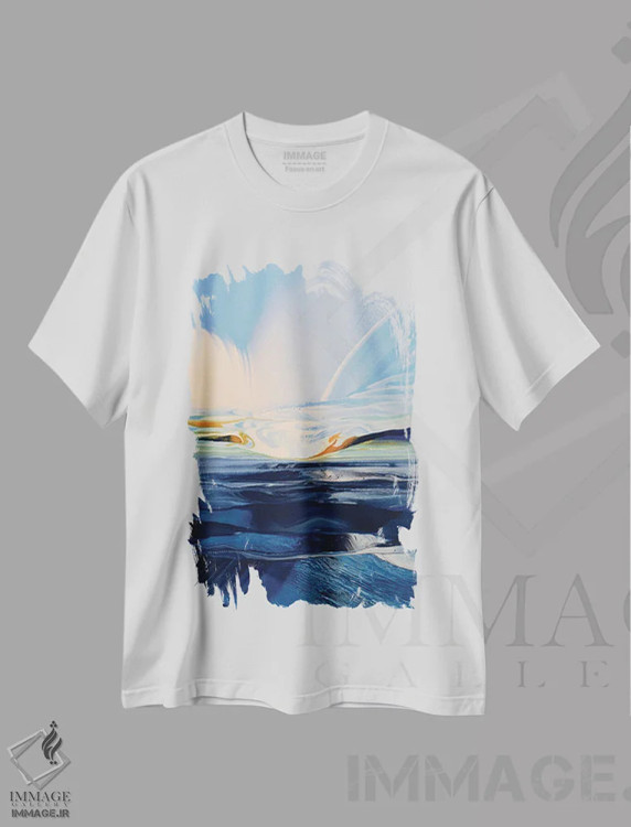تیشرت سفید طرح دار درون نور ۱۱، آبستره اثر جیکوب جوگاشویلی | immage.ir