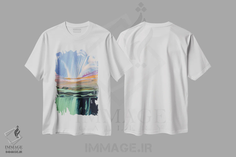 تیشرت سفید طرح دار درون نور ۹، آبستره اثر جیکوب جوگاشویلی | immage.ir