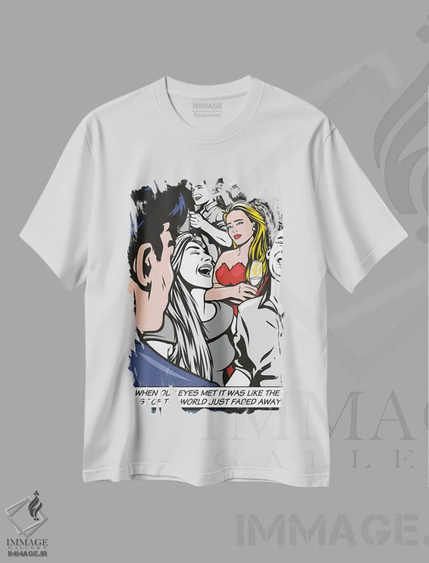 تیشرت سفید طرح دار نیمه های گمشده، هنر فاخر معاصر اثر جیمز لی | فروشگاه ایماژ