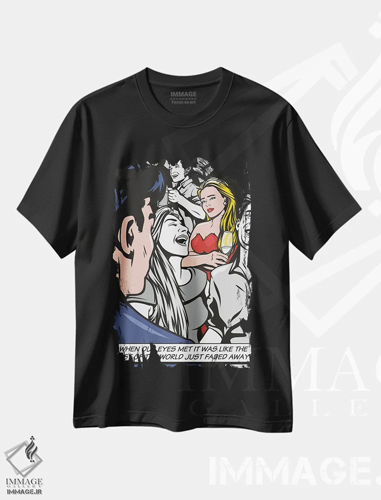 تیشرت مشکی طرح دار نیمه های گمشده، هنر فاخر معاصر اثر جیمز لی | immage.ir