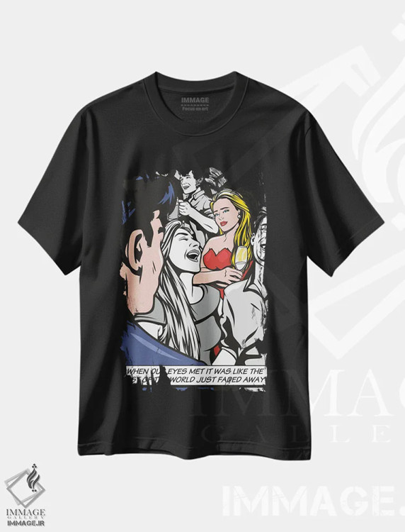 تیشرت مشکی طرح دار نیمه های گمشده، هنر فاخر معاصر اثر جیمز لی | immage.ir