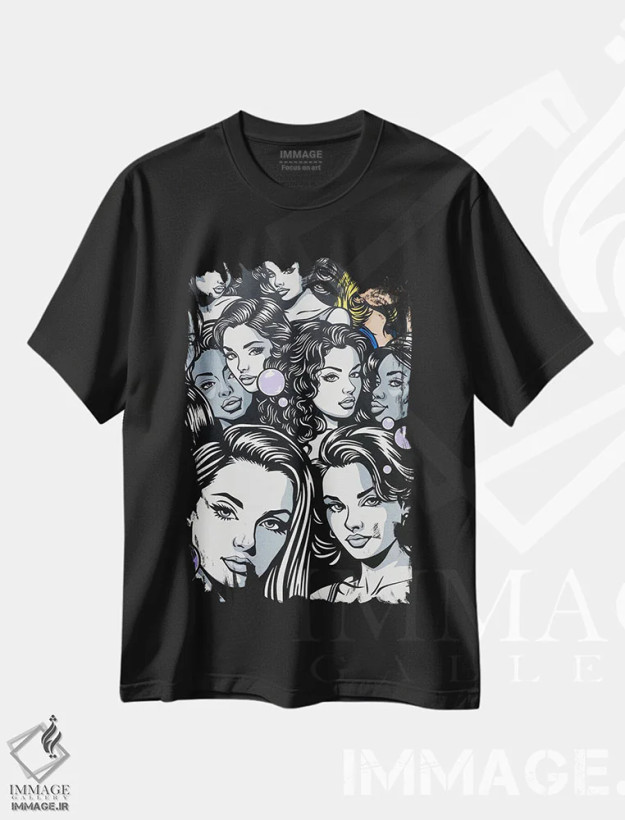 تیشرت مشکی طرح دار دنبال یکتایی باش، هنر فاخر معاصر اثر جیمز لی | فروشگاه ایماژ
