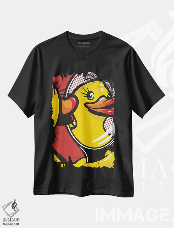 تیشرت مشکی طرح دار صورت اردکی، هنر فاخر معاصر اثر جیمز لی | immage.ir