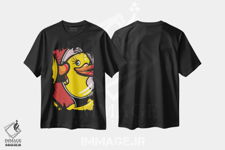 تیشرت مشکی طرح دار صورت اردکی، هنر فاخر معاصر اثر جیمز لی | immage.ir