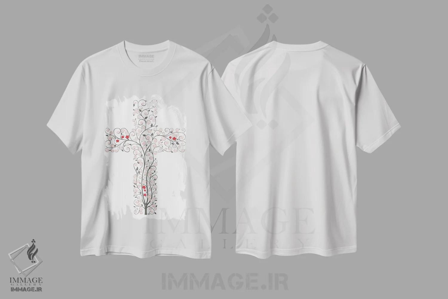 تیشرت سفید طرح دار زندگی در صلیب، مدیوم اثر جیمز لی | immage.ir