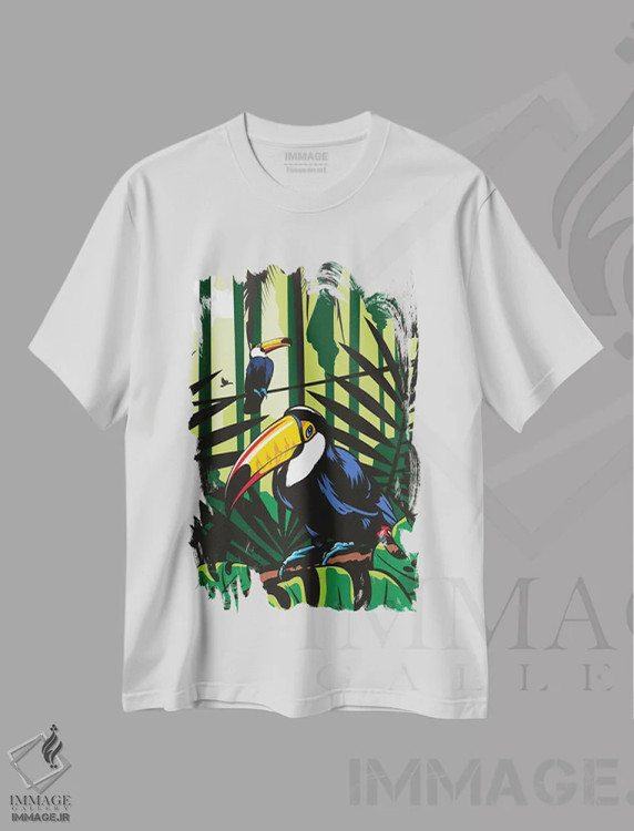 تیشرت سفید طرح دار توکان ها، تزئینی اثر جیمز لی | فروشگاه ایماژ