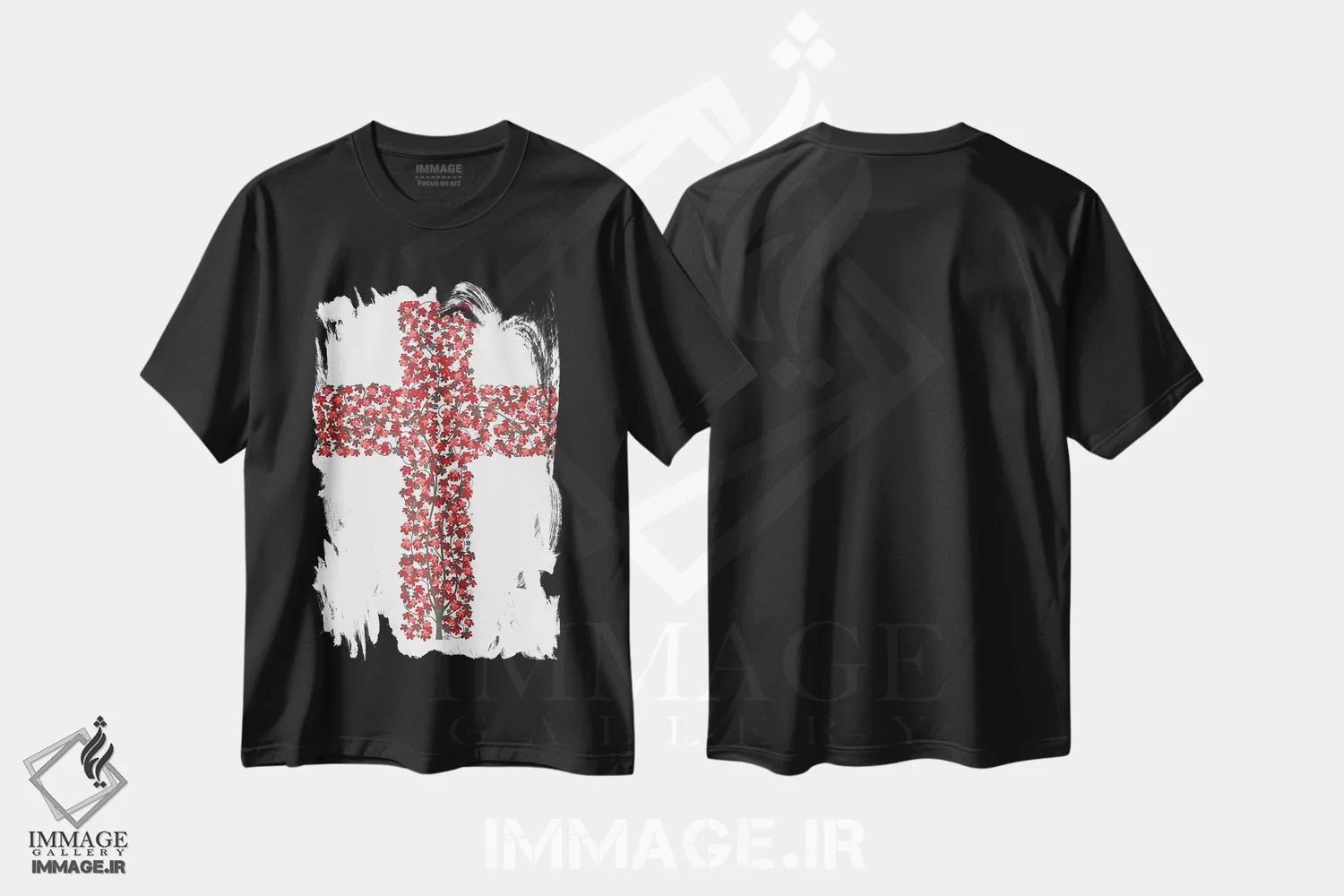 تیشرت مشکی طرح دار زندگی سرشار در صلیب، تزئینی اثر جیمز لی | immage.ir
