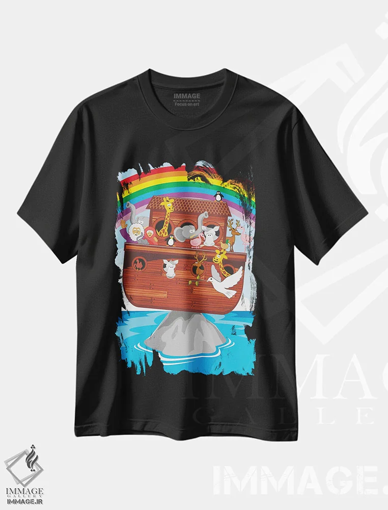 تیشرت مشکی طرح دار کشتی نوح، مدیوم اثر جیمز لی | فروشگاه ایماژ