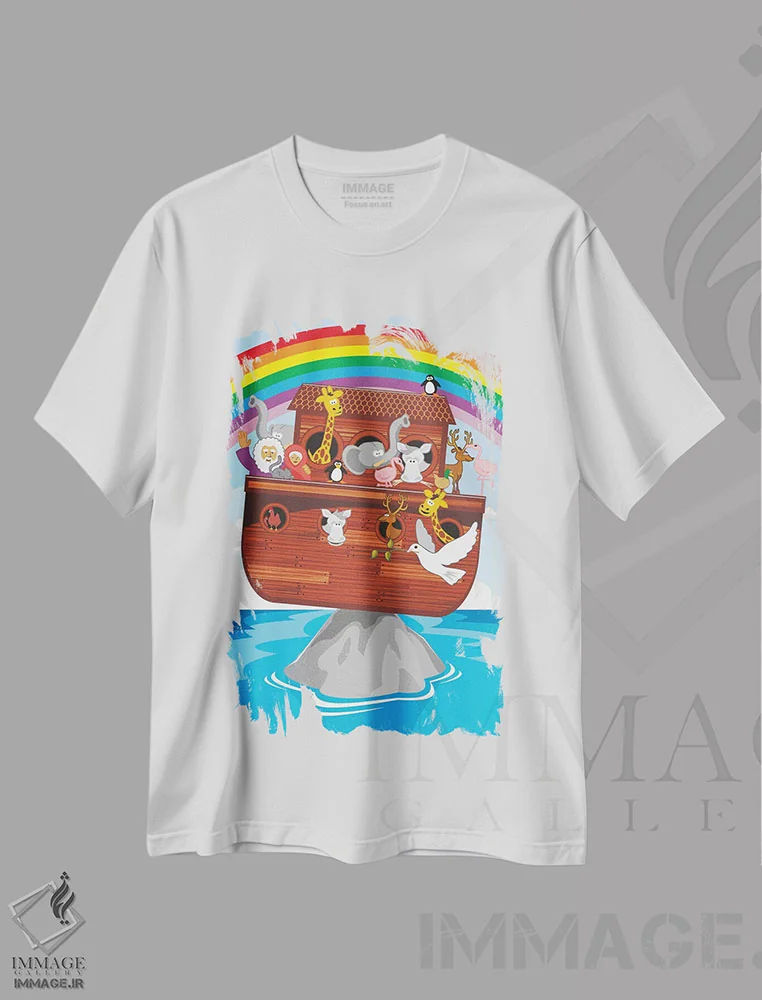 تیشرت سفید طرح دار کشتی نوح، مدیوم اثر جیمز لی | immage.ir