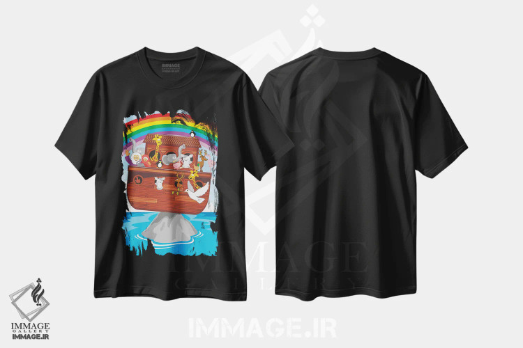 تیشرت مشکی طرح دار کشتی نوح، مدیوم اثر جیمز لی | فروشگاه ایماژ