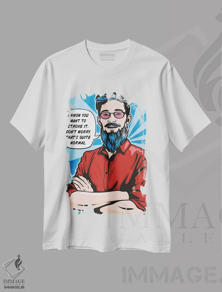 تیشرت سفید طرح دار نوازش ریش، هنر فاخر معاصر اثر جیمز لی | immage.ir