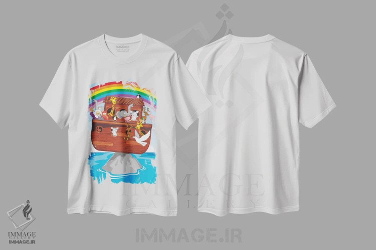 تیشرت سفید طرح دار کشتی نوح، مدیوم اثر جیمز لی | immage.ir