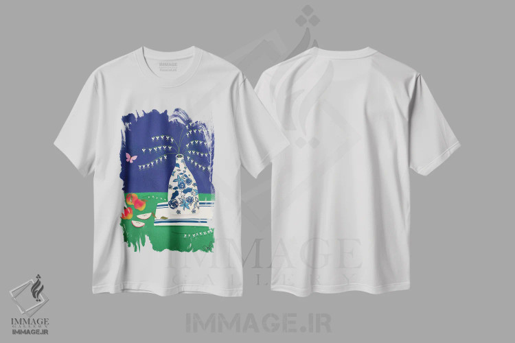 تیشرت سفید طرح دار قلب خونین، دکور بوهمی اثر جوی لافرم | فروشگاه ایماژ