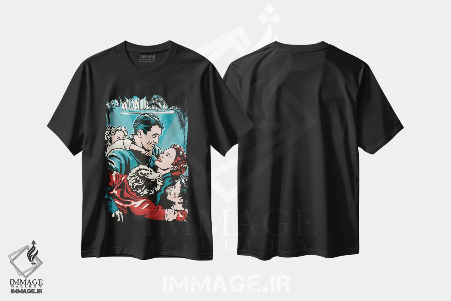 تیشرت مشکی طرح دار زندگی فوق العاده است، تابلو و عبار ت های کریسمسی اثر جیمز لی | immage.ir