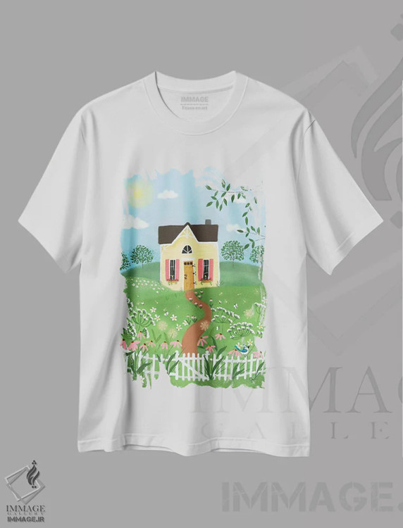 تیشرت سفید طرح دار ترکیب هنر فولکلور ۱، دکور بوهمی اثر جوی لافرم | فروشگاه ایماژ