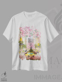 تیشرت سفید طرح دار خیابان پارک، دکور بوهمی اثر جوی لافرم | فروشگاه ایماژ