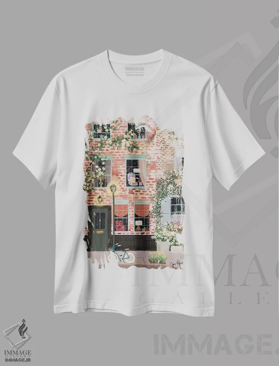 تیشرت سفید طرح دار پشت پیچ، دکور بوهمی اثر جوی لافرم | immage.ir