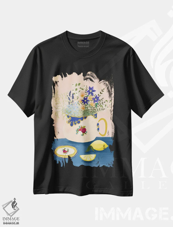 تیشرت مشکی طرح دار گل وحشی استافوردشایر، دکور بوهمی اثر جوی لافرم | immage.ir