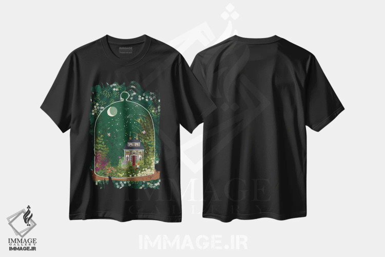 تیشرت مشکی طرح دار تراریوم ۱، دکور بوهمی اثر جوی لافرم | فروشگاه ایماژ