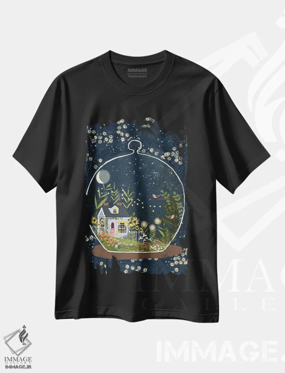 تیشرت مشکی طرح دار تراریوم ۲، دکور بوهمی اثر جوی لافرم | immage.ir