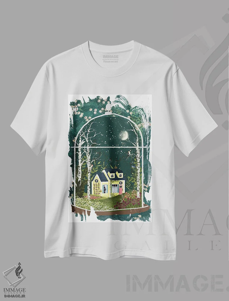 تیشرت سفید طرح دار تراریوم ۲، دکور بوهمی اثر جوی لافرم | فروشگاه ایماژ