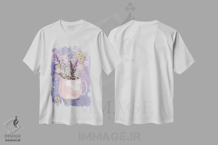تیشرت سفید طرح دار گلدان گل وحشی ۱، دکور بوهمی اثر جوی لافرم | immage.ir