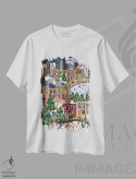 تیشرت سفید طرح دار شهر درخشان، تزئینی اثر جوی لافرم | immage.ir