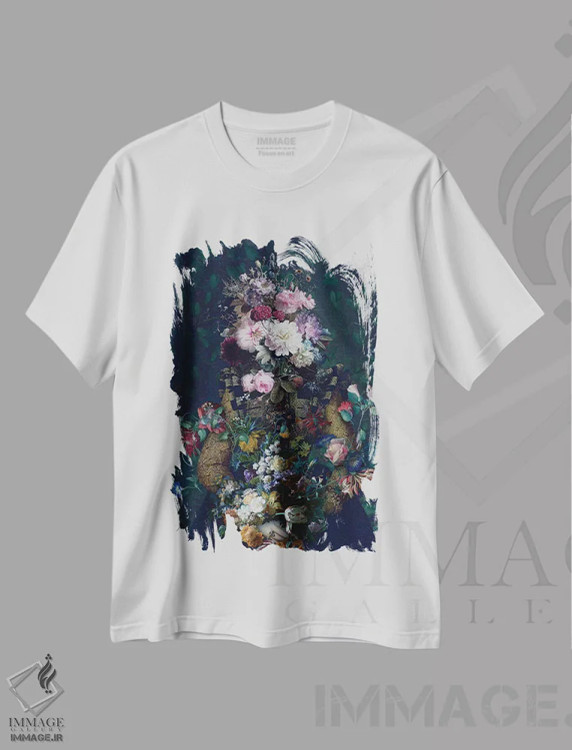 تیشرت سفید طرح دار طبیعت بی جان اثر خوزه لوئیس گوئررو | immage.ir