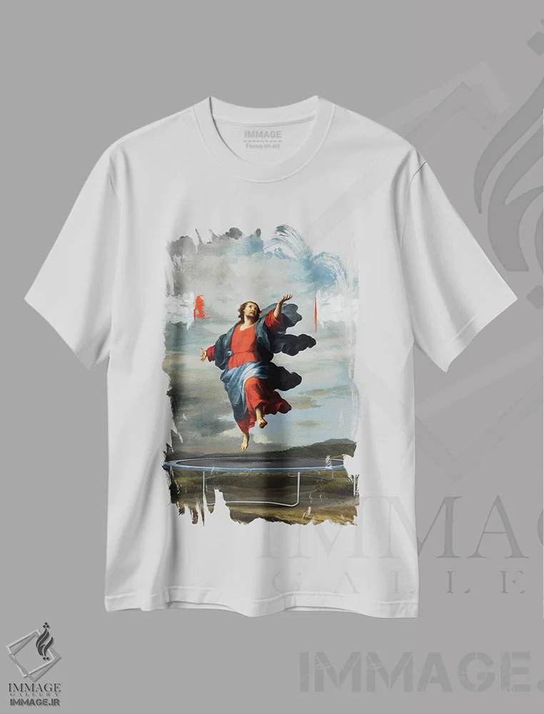 تیشرت سفید طرح دار پرش اثر خوزه لوئیس گوئررو | فروشگاه ایماژ