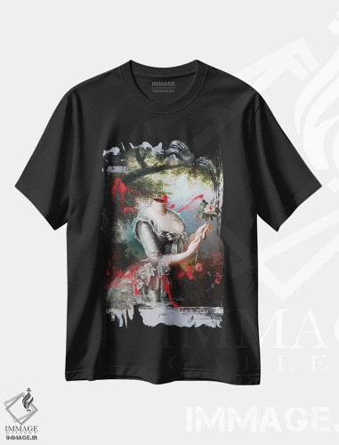 تیشرت مشکی طرح دار پرترهٔ ماری آنتوانت ۱۷۹۴، تزئینی اثر خوزه لوئیس گوئررو | فروشگاه ایماژ