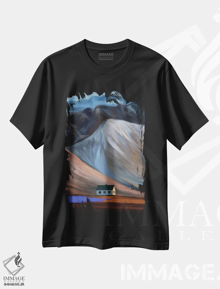 تیشرت مشکی طرح دار کوه های هاوکلی آبی، هنر دیجیتال اثر جولیانا لوومر | فروشگاه ایماژ