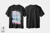 تیشرت مشکی طرح دار ساحل جزیرهٔ غان صورتی، آبستره اثر جولیانا لوومر | فروشگاه ایماژ