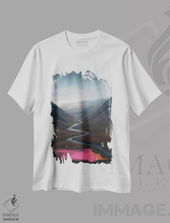 تیشرت سفید طرح دار یک راه خروج صورتی، هنر دیجیتال اثر جولیانا لوومر | فروشگاه ایماژ