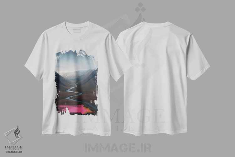 تیشرت سفید طرح دار یک راه خروج صورتی، هنر دیجیتال اثر جولیانا لوومر | فروشگاه ایماژ