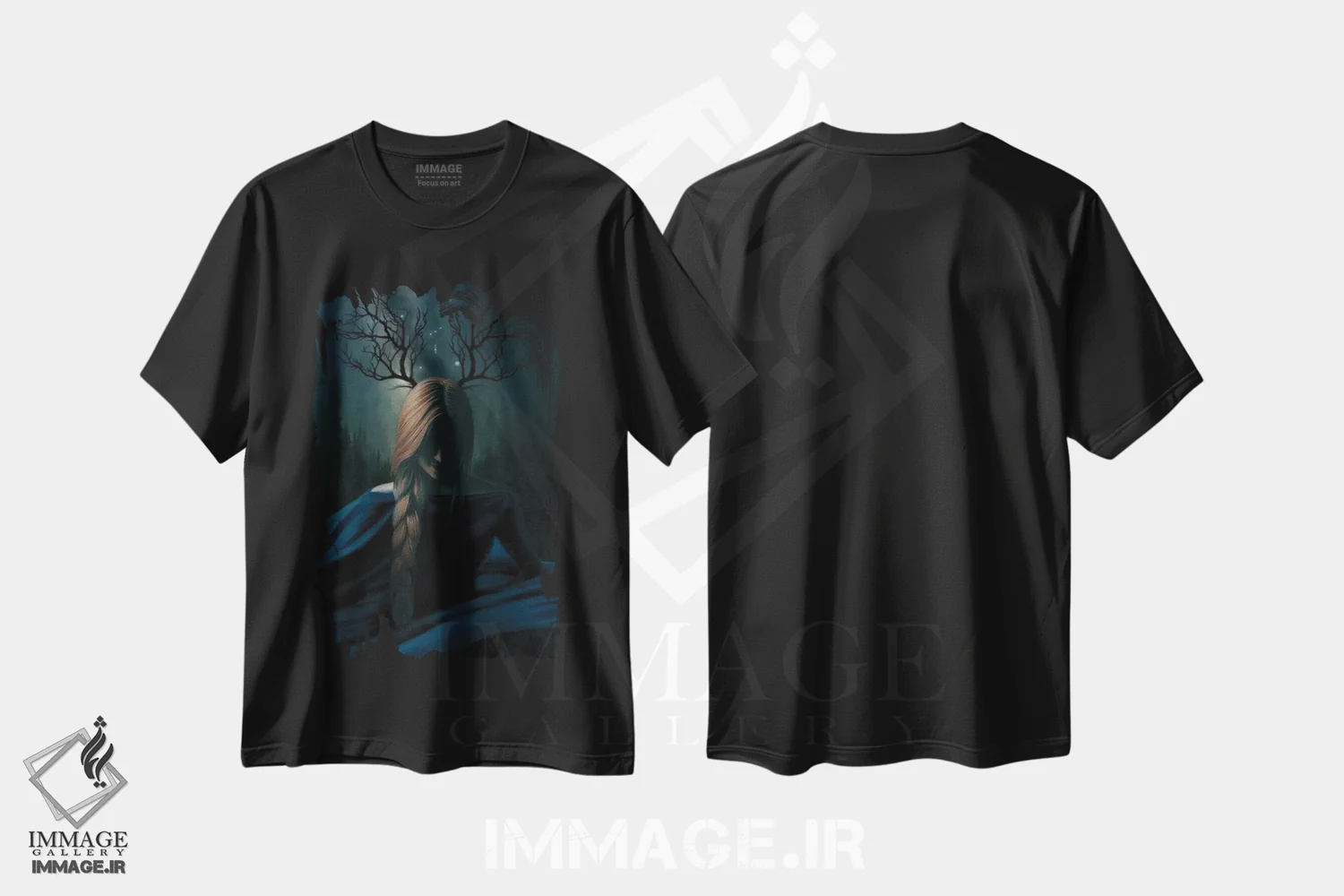 تیشرت مشکی طرح دار رقصندهٔ شب، هنر فاخر معاصر اثر جولیانا لوومر | فروشگاه ایماژ