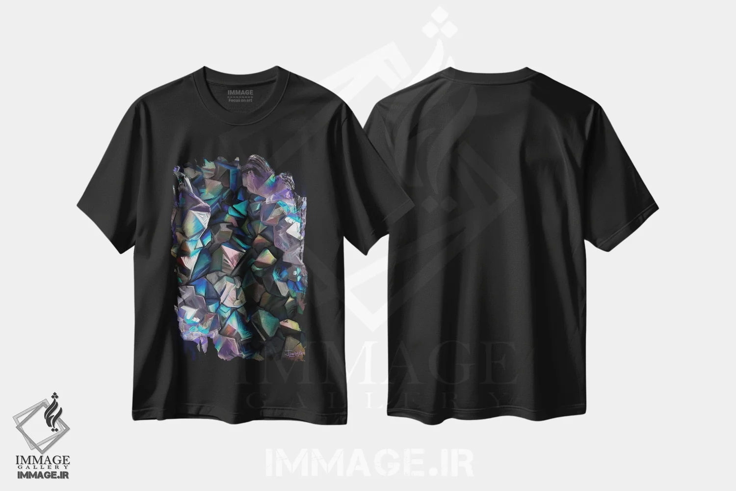 تیشرت مشکی طرح دار کریستال تاریک، هنر فاخر معاصر اثر جولیانا لوومر | immage.ir