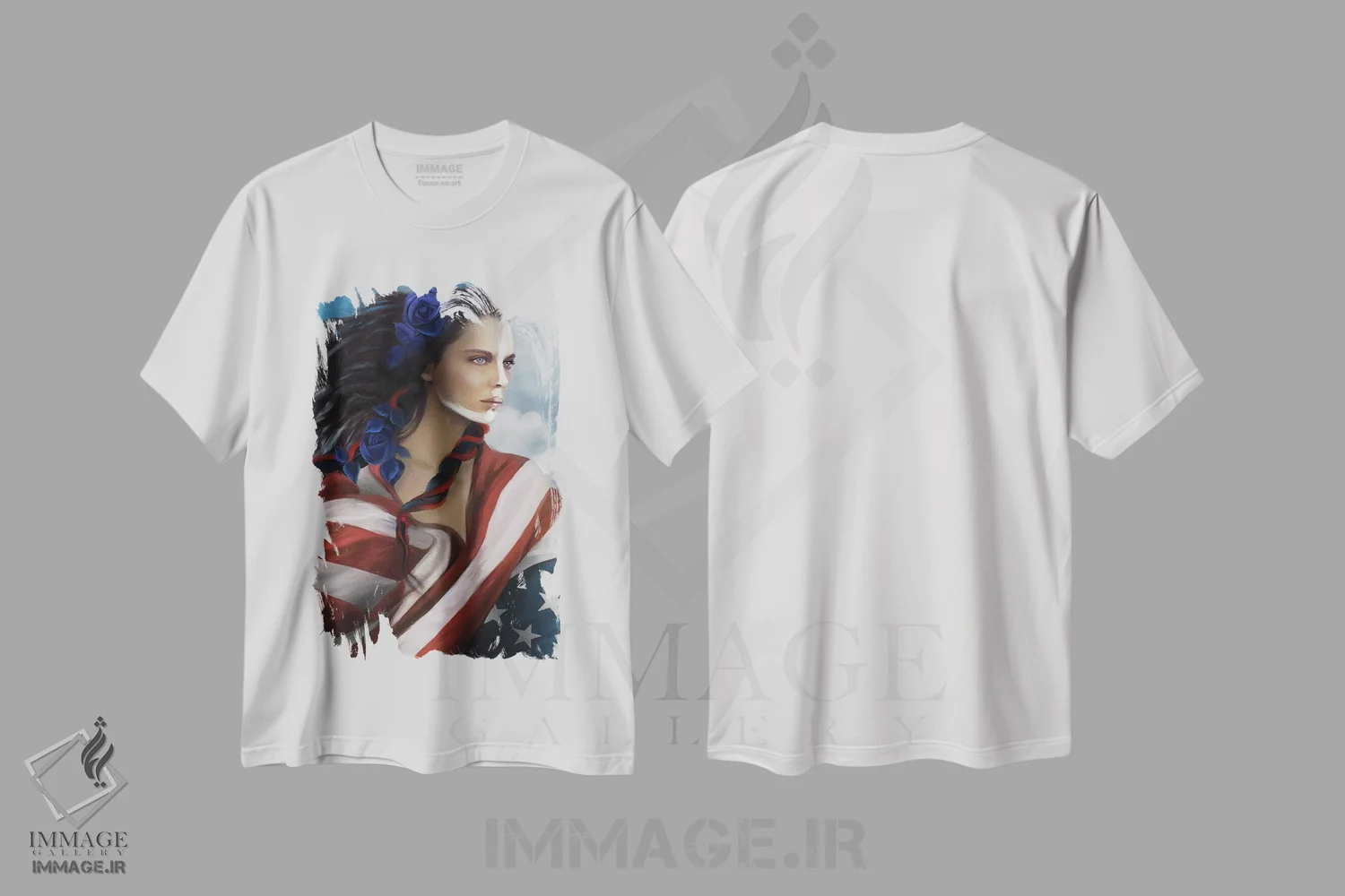 تیشرت سفید طرح دار میهن پرست با چشمان عقاب، هنر فاخر معاصر اثر جولیانا لوومر | immage.ir