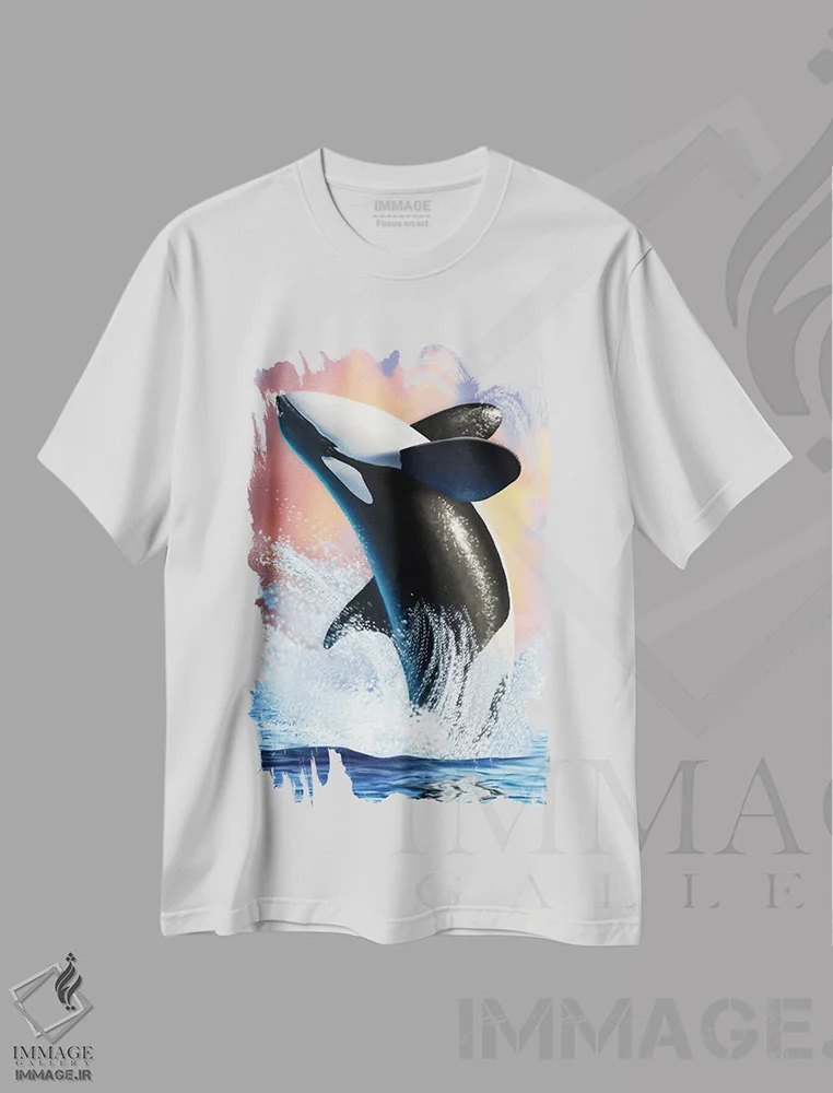 تیشرت سفید طرح دار نهنگ قاتل یک، تزئینی اثر جری لوفارو | فروشگاه ایماژ