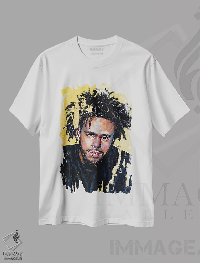 تیشرت سفید طرح دار جی. کول، هنر آمریکایی آفریقایی تبار اثر جکی لیو | فروشگاه ایماژ