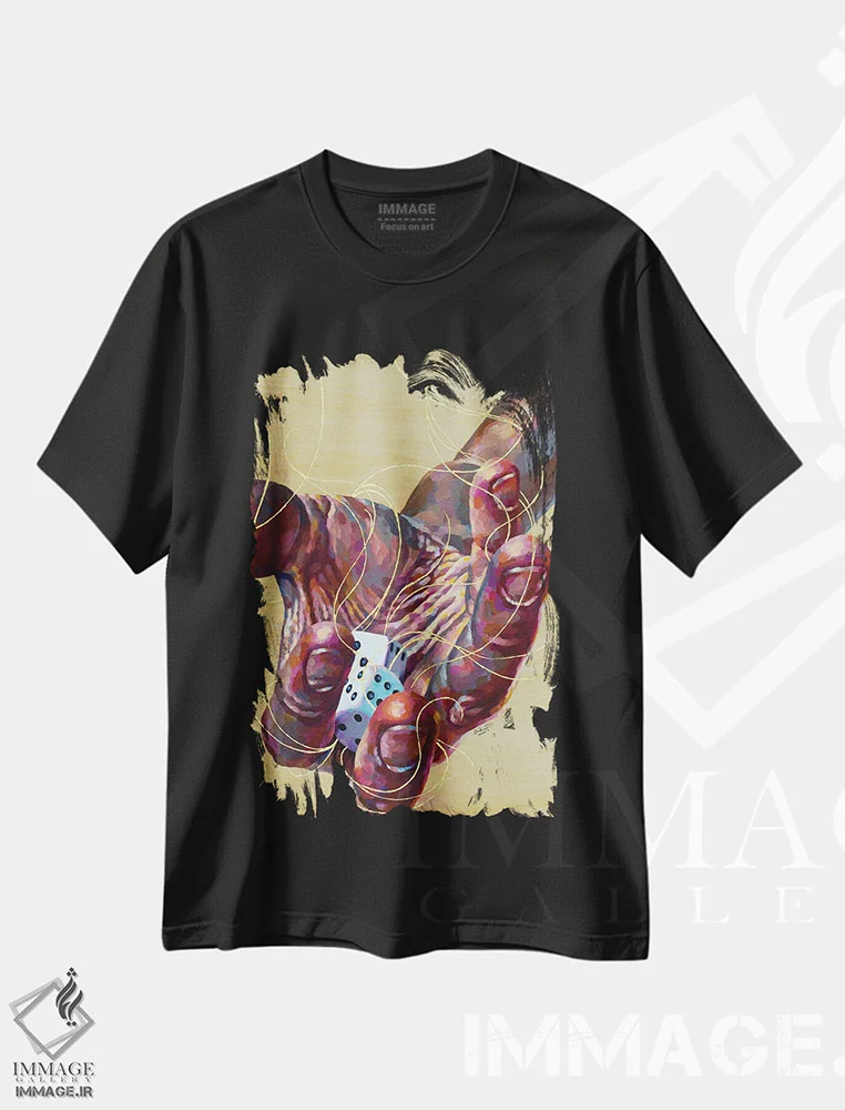 تیشرت مشکی طرح دار ریسک، هنر آمریکایی آفریقایی تبار اثر جکی لیو | فروشگاه ایماژ
