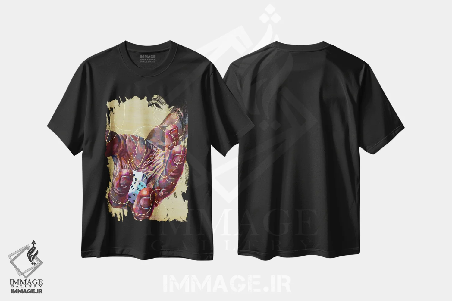 تیشرت مشکی طرح دار ریسک، هنر آمریکایی آفریقایی تبار اثر جکی لیو | فروشگاه ایماژ