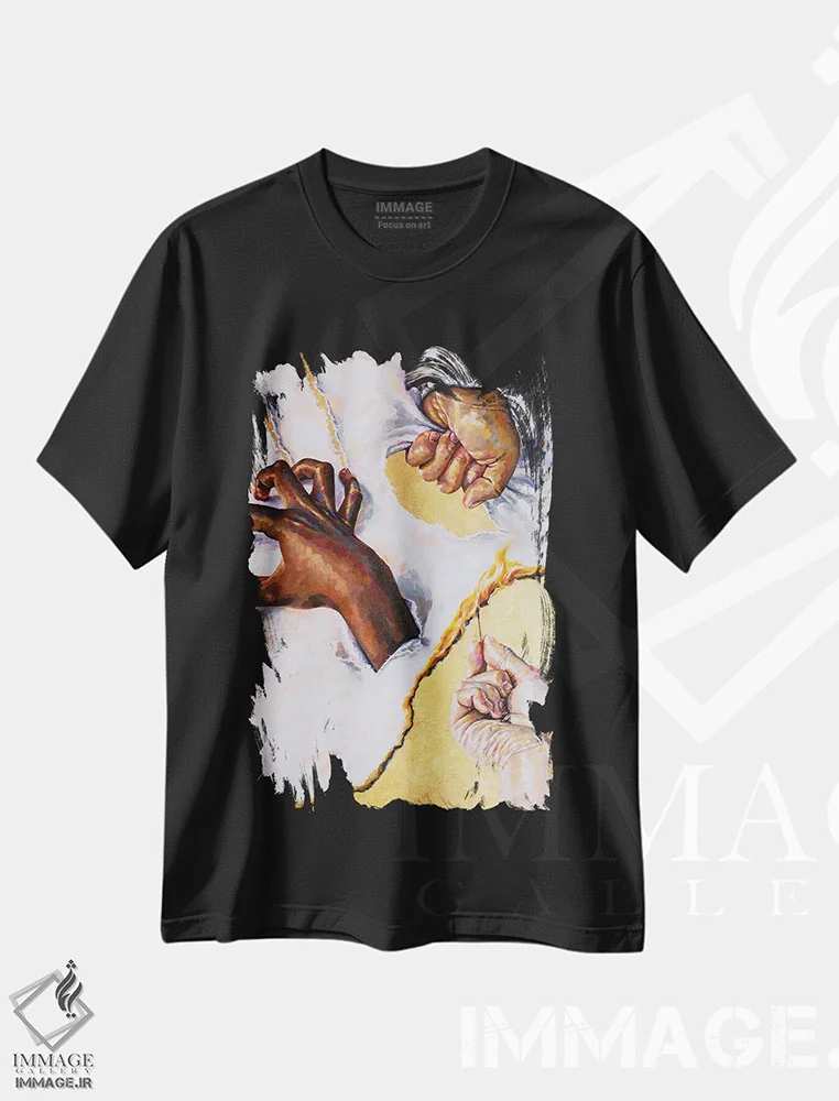 تیشرت مشکی طرح دار بیست بیست، هنر آمریکایی آفریقایی تبار اثر جکی لیو | immage.ir