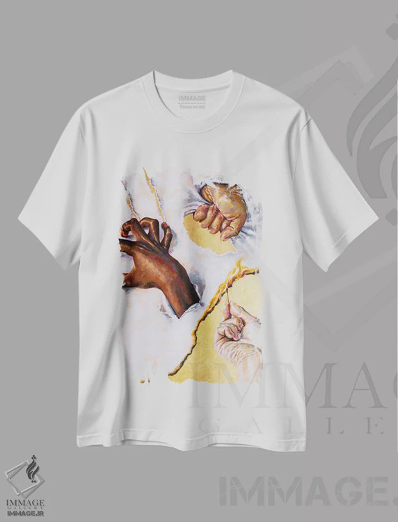 تیشرت سفید طرح دار بیست بیست، هنر آمریکایی آفریقایی تبار اثر جکی لیو | فروشگاه ایماژ