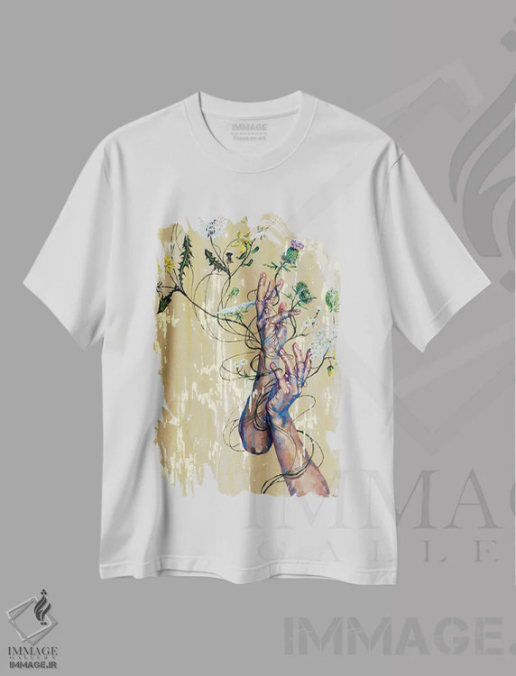 تیشرت سفید طرح دار علف های هرز، مدیوم اثر جکی لیو | immage.ir