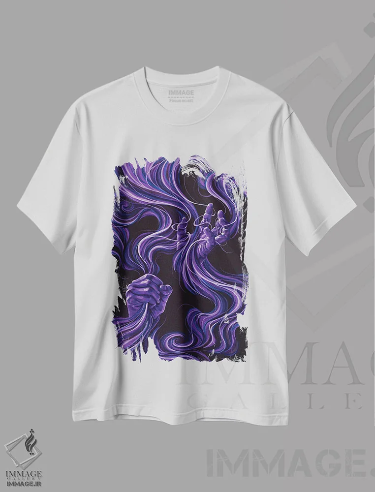 تیشرت سفید طرح دار وسواس کنترل، آبستره اثر جکی لیو | immage.ir