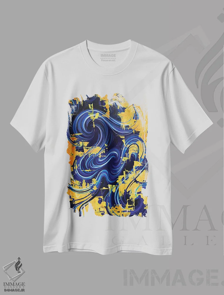تیشرت سفید طرح دار انتقالی اثر جکی لیو | immage.ir