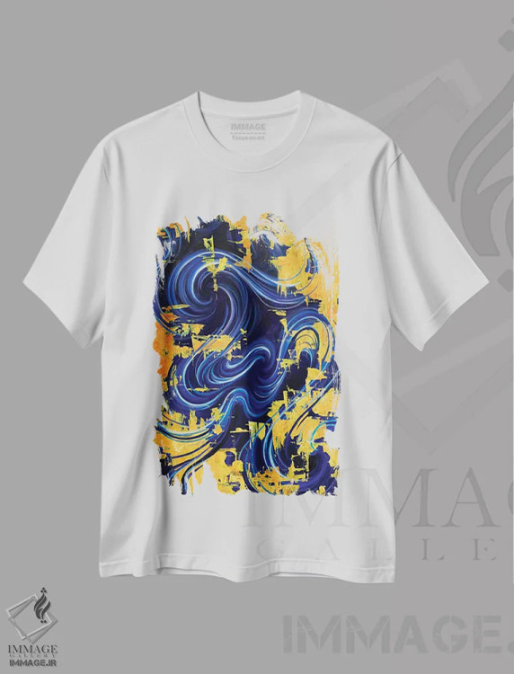 تیشرت سفید طرح دار انتقالی اثر جکی لیو | immage.ir