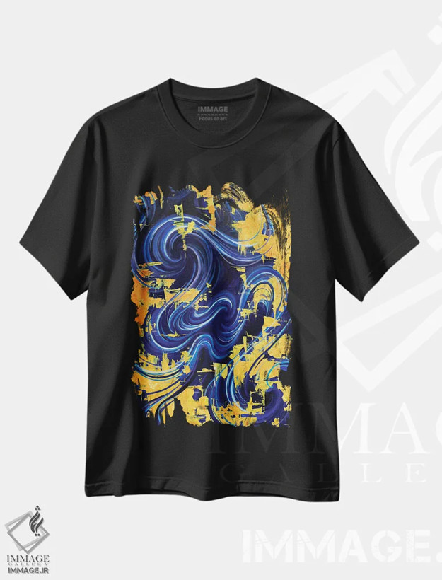 تیشرت مشکی طرح دار انتقالی اثر جکی لیو | فروشگاه ایماژ